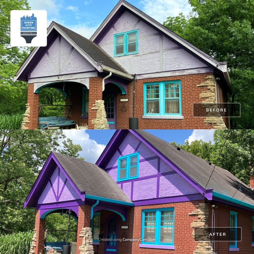 Before and after exterior house painting